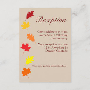 Fall Leaves Wedding Reception Enclosure Card