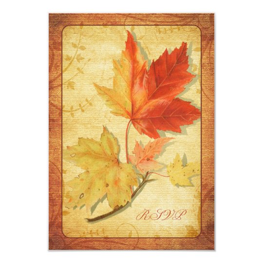 Fall Leaves Wedding Reply Card (RSVP Card)