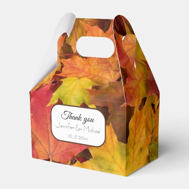 Fall Leaves Wedding Thank You Gift Favor Box (Front Side)