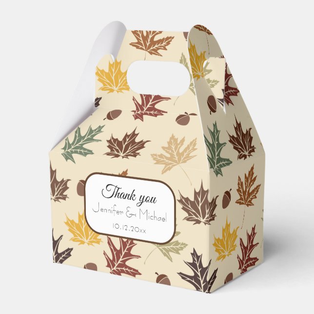 Fall Leaves Wedding Thank Your Custom Text Favor Box (Front Side)