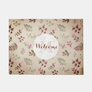 Fall Leaves Welcome Personalized Monogram Doormat