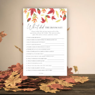 Fall leaves - What did the groom say bridal game