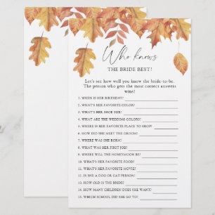 Fall leaves - Who knows the bride best game