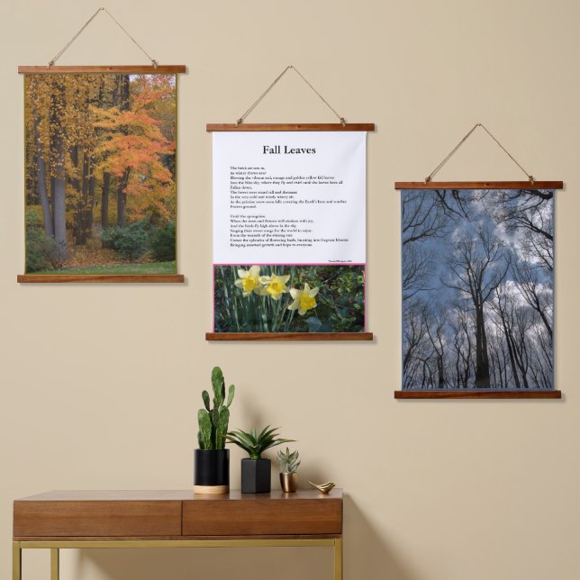 Fall Leaves Winter Spring Flowers Poem  Hanging Tapestry (Asymmetrical)