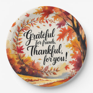 Fall leaves with  maple leaves Autumn   Paper Plate
