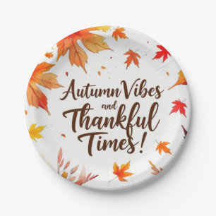 Fall leaves with  maple leaves Autumn   Paper Plate