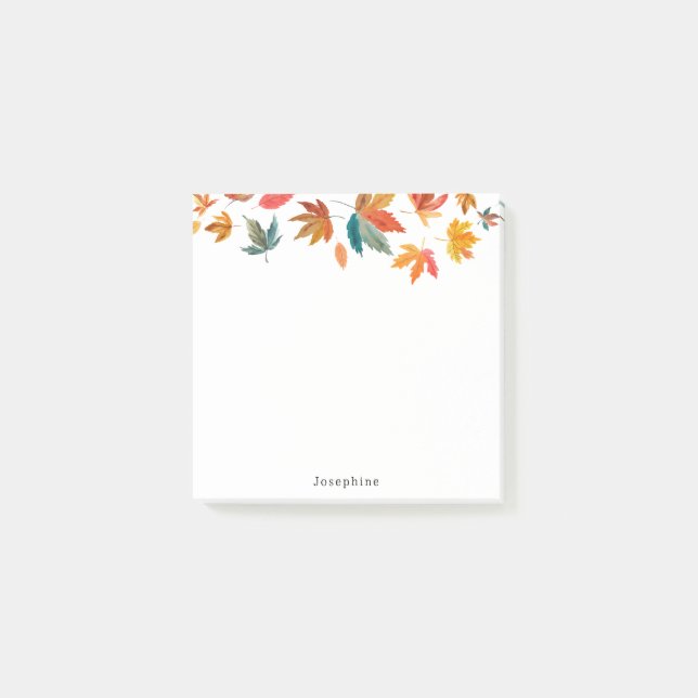 Fall Leaves With Personalized Name Post-it Notes (Front)