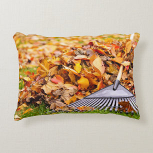 Fall Leaves With Rake Decorative Pillow