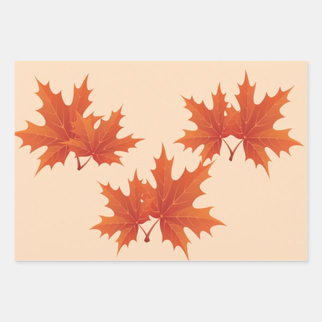 Fall Leaves Wrapping Paper Sheet (Front)