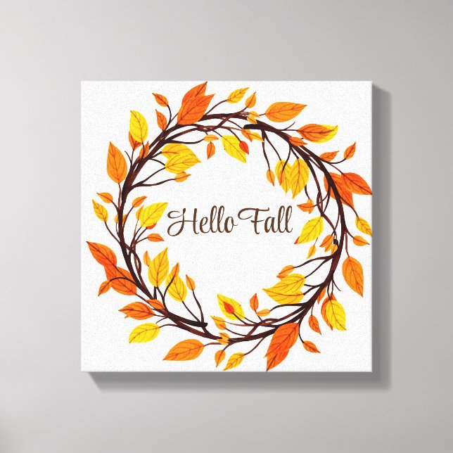Fall Leaves Wreath Canvas Art (Front)