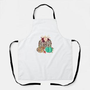 Fall Leopard Cheetah Pumpkin Rustic Halloween Than Apron