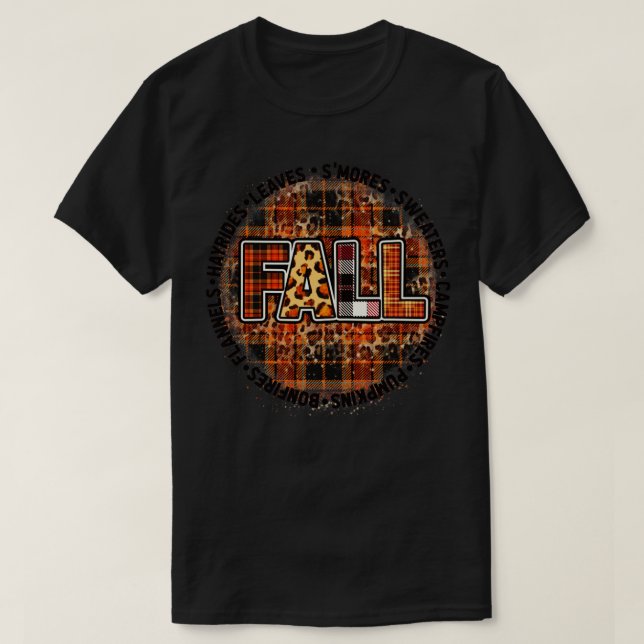 fall leopard pumpkin fall autumn vibes T-Shirt (Design Front)