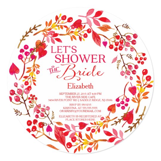 Fall Let's Shower The Bride bridal Shower Card