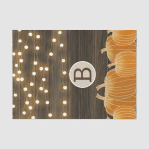 Fall Lights & Pumpkins Monogram Letter Initial Tissue Paper