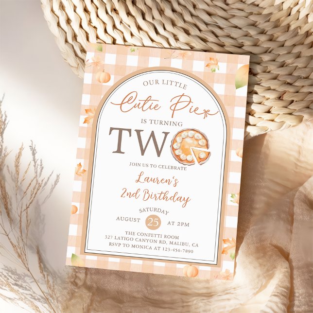 Fall Little Cutie Pie is Two 2nd Birthday Invitation (Creator Uploaded)