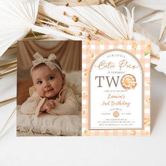 Fall Little Cutie Pie is Two 2nd Birthday Photo Invitation