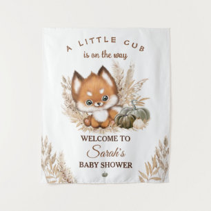 Fall Little Fox Baby Shower Welcome Sign  Tapestry