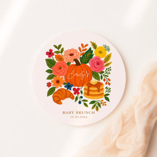 Fall Little Pumpkin Baby Shower Brunch Classic Round Sticker