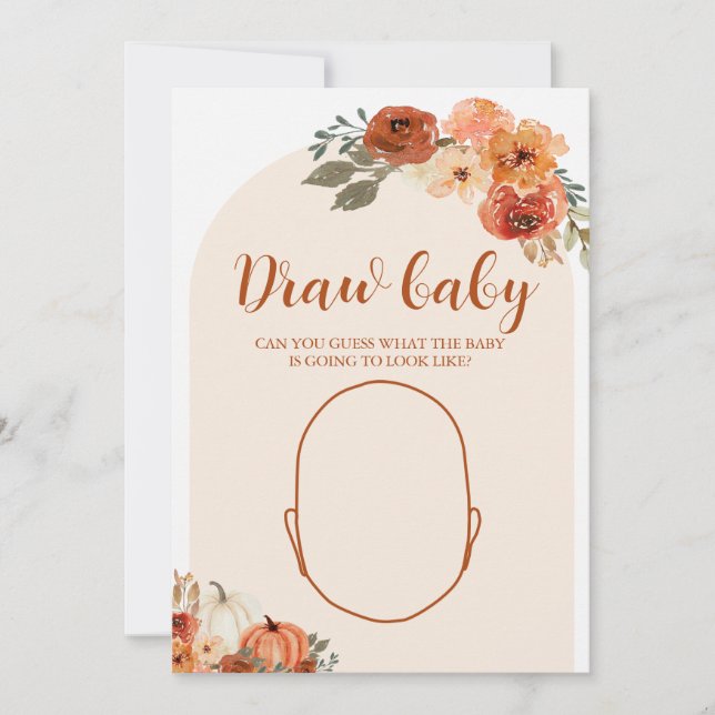 Fall Little Pumpkin Baby Shower Draw the Baby Game Invitation (Front)