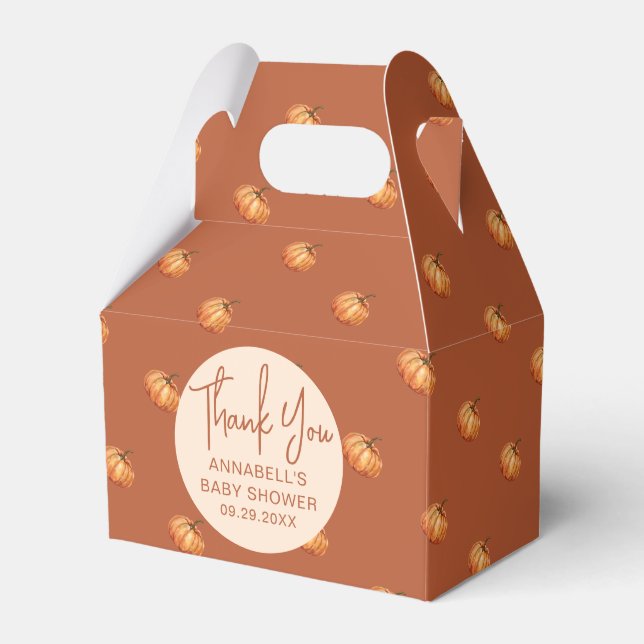 Fall Little Pumpkin Baby Shower Favor Box (Front Side)