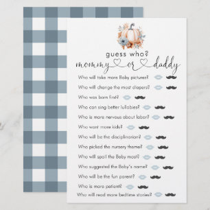 Fall Little Pumpkin Baby Shower  "Guess Who" Game