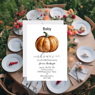 Fall Little Pumpkin Baby Shower Invitation