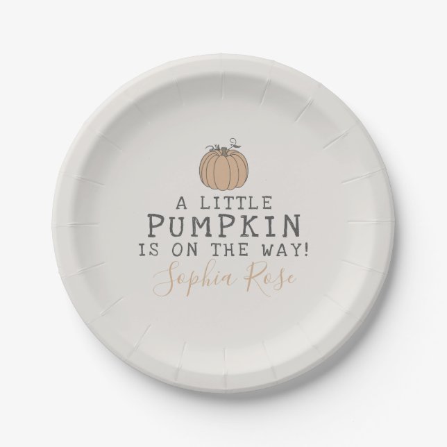 Fall Little Pumpkin baby shower Paper Plate (Front)
