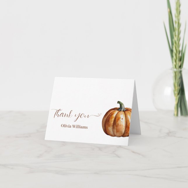 Fall Little Pumpkin Baby Shower  Thank You Card (Front)