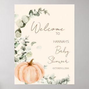 Fall Little Pumpkin Baby Shower Welcome  Poster