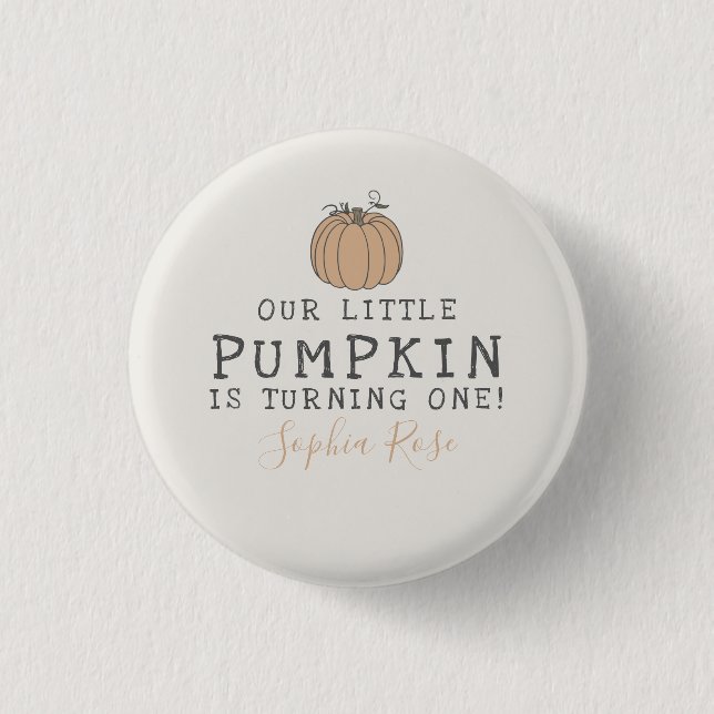 Fall Little Pumpkin birthday party favour  1 Inch Round Button (Front)