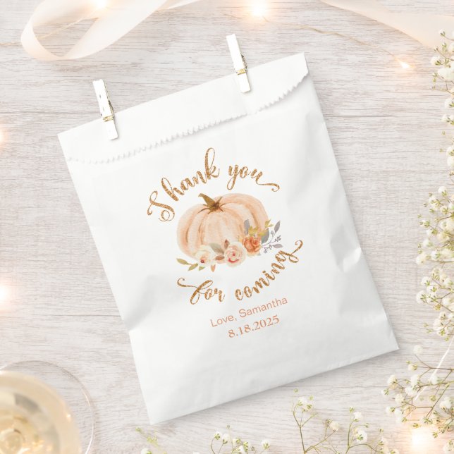 Fall little pumpkin birthday thank you treat favour bag (Clipped)
