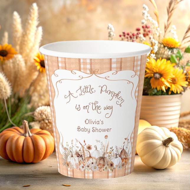 Fall Little Pumpkin Boho Floral Baby Shower Paper Cups (Creator Uploaded)