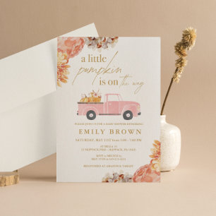 Fall Little Pumpkin Girl Baby Shower Invitation