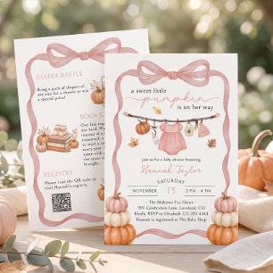 Fall Little Pumpkin Girl Baby Shower Invitation
