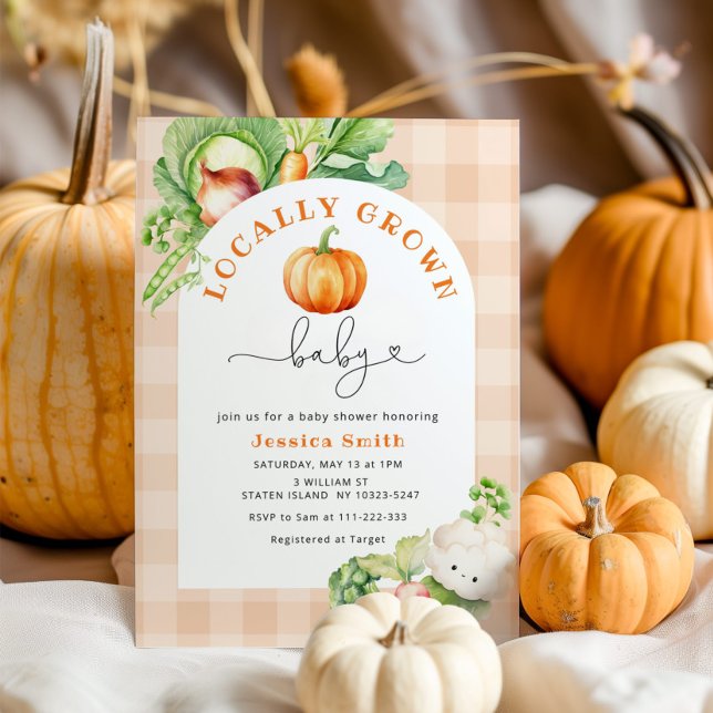 Fall Locally grown pumpkin baby shower Invitation (Creator Uploaded)