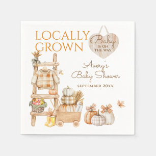 Fall Locally Grown Pumpkin Neutral Baby Shower Napkin