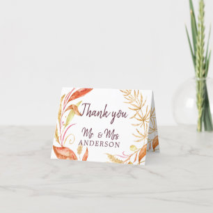 Fall Love Autumn Foliage Wedding Thank You Photo Card