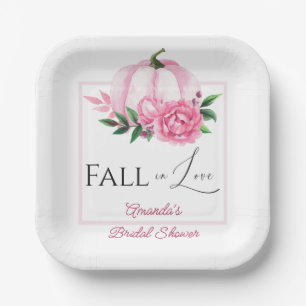 Fall Love Blush Pink Pumpkin Rustic Bridal Shower Paper Plate