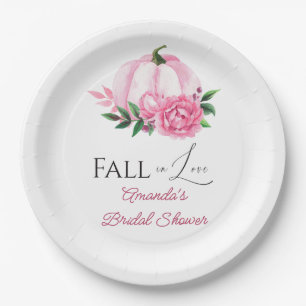 Fall Love Blush Pink Pumpkin Rustic Bridal Shower Paper Plate