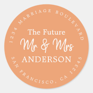 Fall Love Future Mr Mrs Orange Return Address Classic Round Sticker