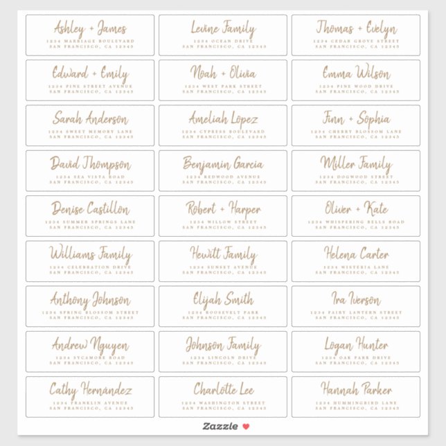 Fall Love Gold Script Étiquettes de adresse invité (Feuille)