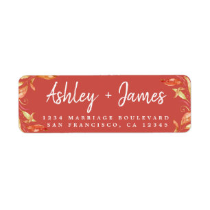 Fall Love Golden Foliage Autumn Red Return Address