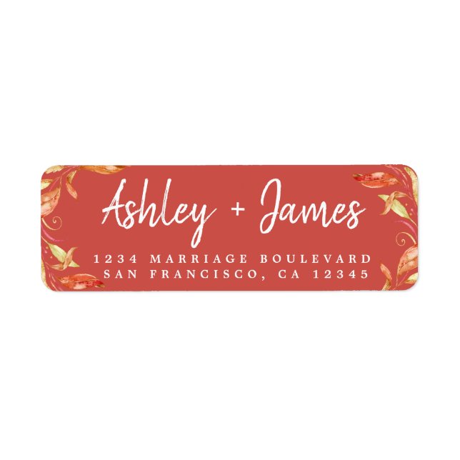 Fall Love Golden Foliage Autumn Red Return Address (Front)