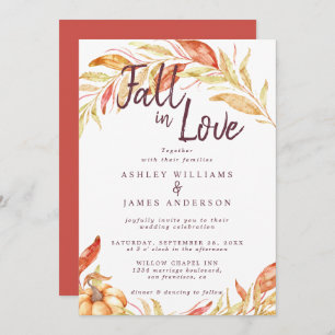 Fall Love Golden Foliage Autumn Red Wedding Invitation