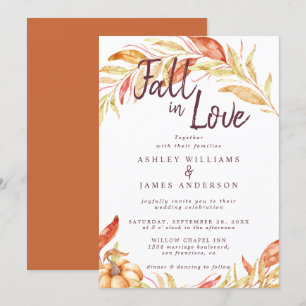 Fall Love Golden Foliage Burnt Orange Invitation