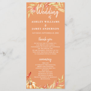 Fall Love Golden Foliage Orange Wedding Program