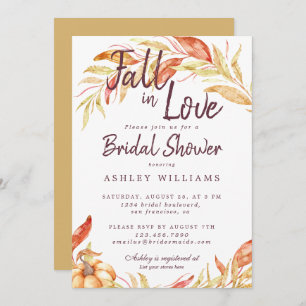 Fall Love Golden Foliage Yellow Bridal Shower Invitation