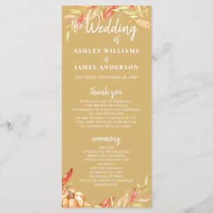 Fall Love Golden Foliage Yellow Wedding Program