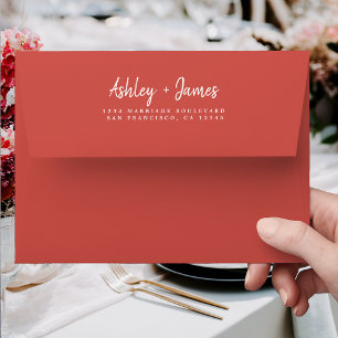 Fall Love Red Mariage Return Adresse Enveloppe