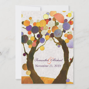 Fall Love Trees Modern Wedding Invitation